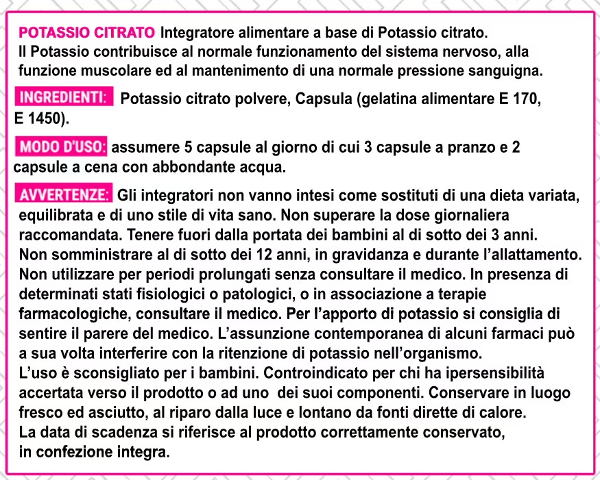 Ingredienti potassio citrato