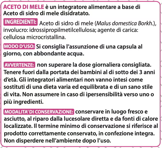 Ingredienti Aceto di Mele