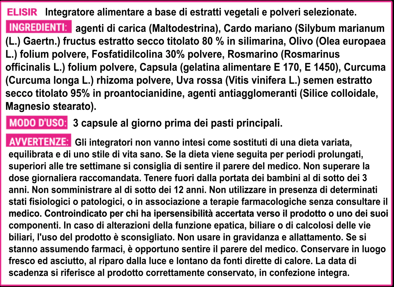 Ingredienti Elisir