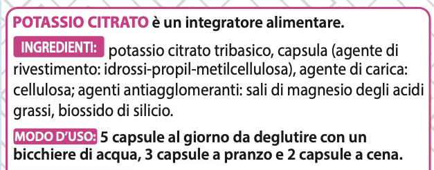 Ingredienti Potassio Citrato