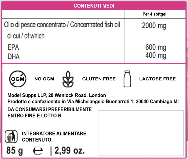 Valori nutrizionali Omega-3 Alaska